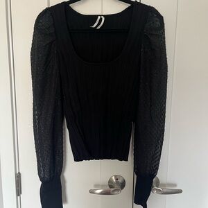 Anthropologie Black Textured Blouse